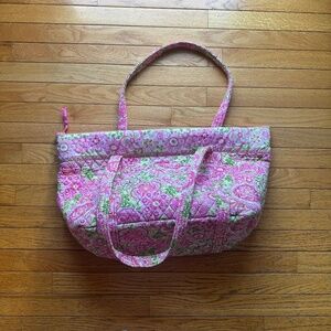 Vera Bradley Large Quilted Tote in Petal Pink Retired Floral Pattern